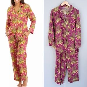 PRINTFRESH Women's Bagheera Long Printed Pajama Set in Hot Pink